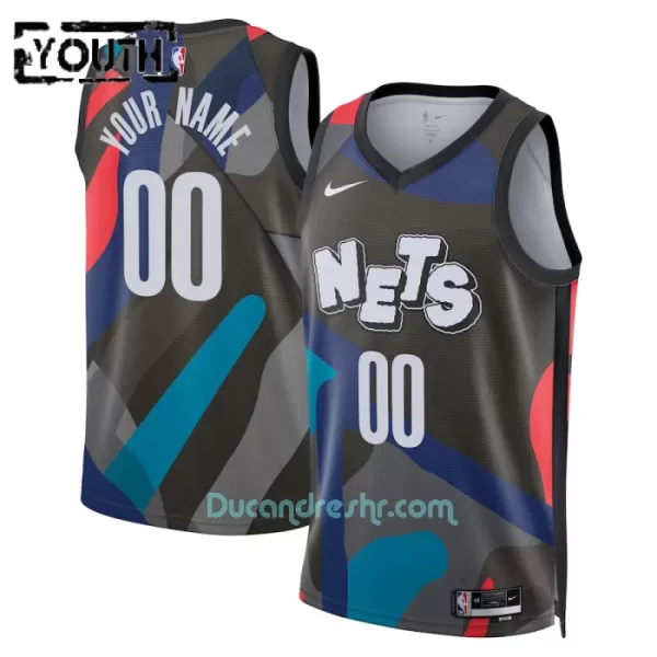 Dres za Košarku Brooklyn Nets Dječji City Edition Swingman 2023/24 Crno