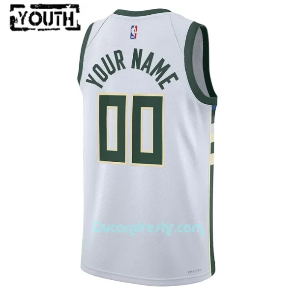 Dres za Košarku Milwaukee Bucks Dječji Association Edition Swingman 2023/24 Bijela