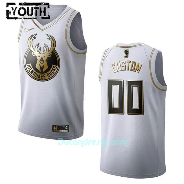 Dres za Košarku Milwaukee Bucks Dječji Golden Edition Swingman Bijela